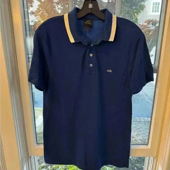 A|X Armani Exchange Men's, Slim Fit Short Sleeve Polo Shirt, Navy Blue, Sz M - Picture 7 of 9